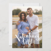 White Happy Valentine's Day Lettering Photo Feestdagenkaart (Voorkant)