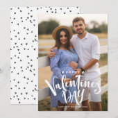 White Happy Valentine's Day Lettering Photo Feestdagenkaart (Voorkant / Achterkant)