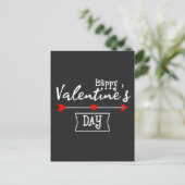 White Happy Valentines Day with Arrow Heart Briefkaart (Staand voorkant)