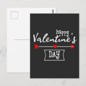 White Happy Valentines Day with Arrow Heart Briefkaart (Voorkant / Achterkant)