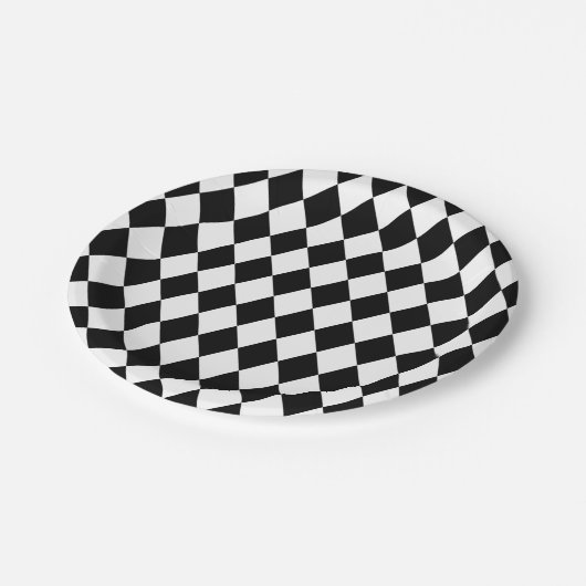 White Harlequin Diamond Pattern Papieren Bordje (Gekanteld)