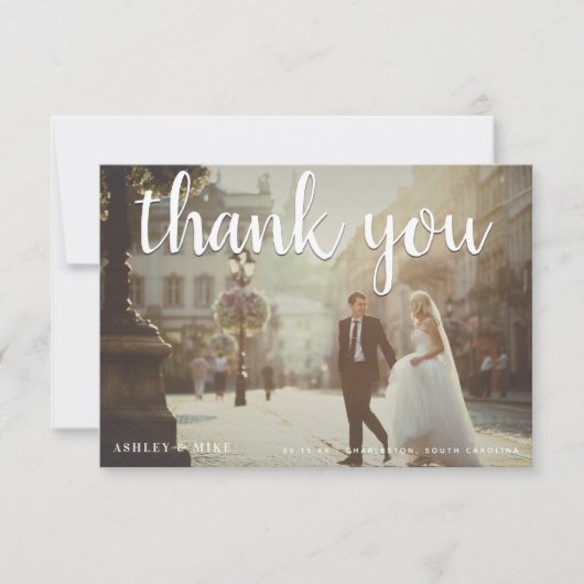 White Hartelijk dank 2 Foto bruiloft Hartelijk dan Bedankkaart (Voorkant)