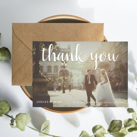 White Hartelijk dank 2 Foto bruiloft Hartelijk dan Bedankkaart