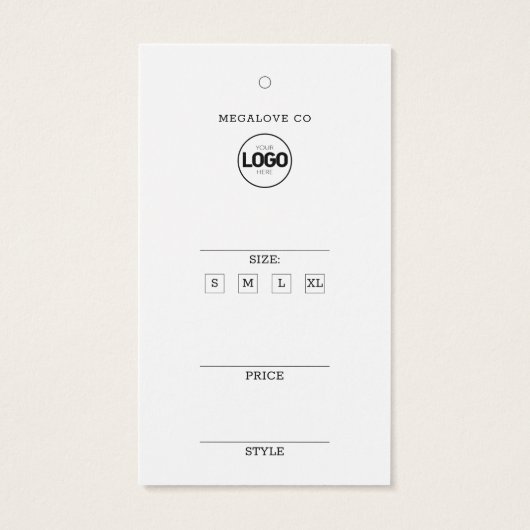 White Hartelijk dank Logo Prijsgrootte kleding Han Visitekaartje (Achterkant)