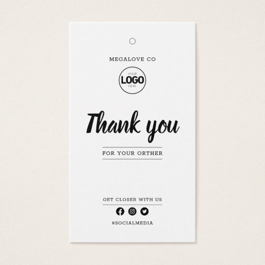 White Hartelijk dank Logo Prijsgrootte kleding Han Visitekaartje (Voorkant)