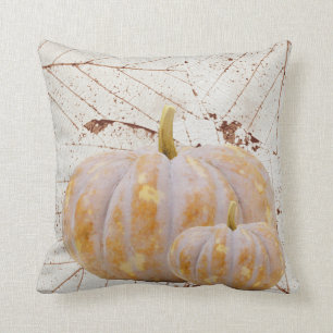 White Harvest Leaves and Pumpkins Happy Herfst Kussen