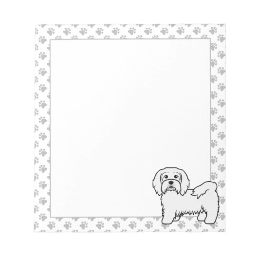 White Havanese Cute Cartoon Dog Illustratie Notitieblok (Voorkant)