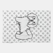 White Havanese Cute Cartoon Dog Illustratie Theedoek (Horizontaal)