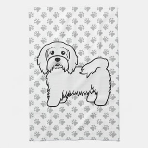 White Havanese Cute Cartoon Dog Illustratie Theedoek