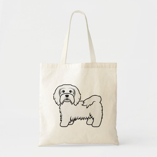 White Havanese Cute Cartoon Dog Illustratie Tote Bag (Voorkant)