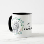 White Havanese Dog Wreath Coffee Mok (Voorkant links)