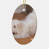 White Havanese Puppy Speel met Red Ball Keramisch Ornament (Links)