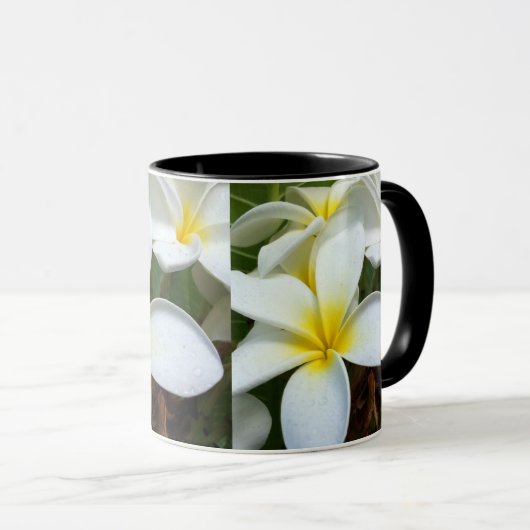 White Hawaii Plumeria Flower Mok (Voorkant rechts)
