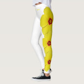 White Hawaii State Flower Yellow Hibiscus Leggings (Links)