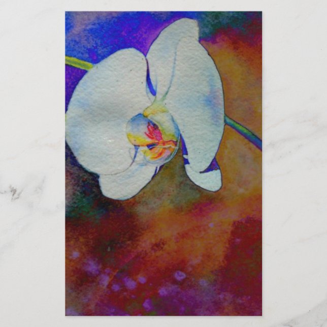 White Hawaiian orchid waterverf schilderij (Voorkant)