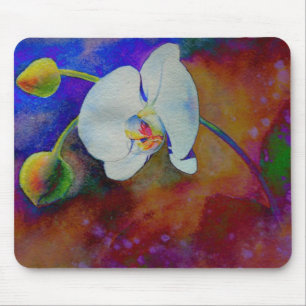 White Hawaiian orchid waterverf schilderij Muismat