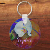 White Hawaiian orchid waterverf schilderij Sleutelhanger (Voorkant)