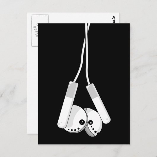 White Headphone Briefkaart (Voorkant / Achterkant)