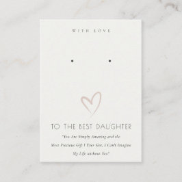WHITE HEART BEST DAUGHTER GIFT EARRING DISPLAY PLAATSKAARTJE
