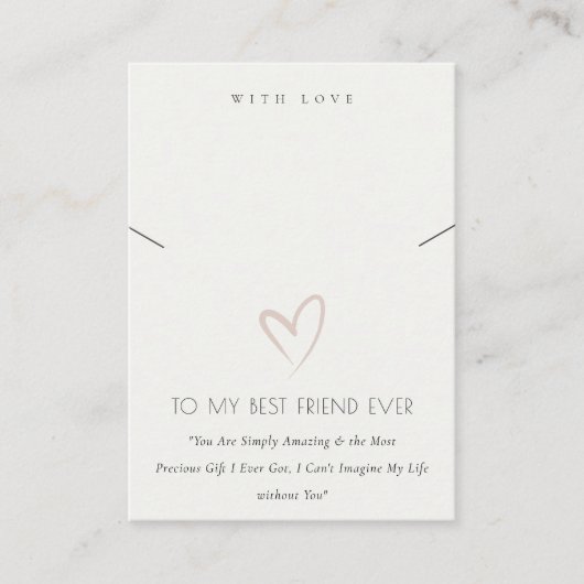 WHITE HEART BEST FRIEND GIFT KETTING DISPLAY PLAATSKAARTJE (Voorkant)
