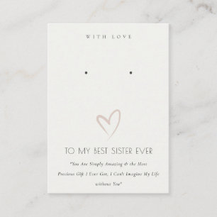 WHITE HEART BEST SISTER GIFT EARRING DISPLAY PLAATSKAARTJE
