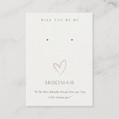 WHITE HEART BRIDESMAID GIFT EARRING DISPLAY PLAATSKAARTJE (Voorkant)