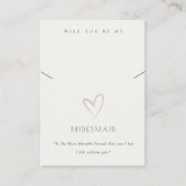 WHITE HEART BRIDESMAID GIFT KETTING DISPLAY PLAATSKAARTJE (Voorkant)