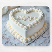 White Heart Cake For Engagement Muismat (Voorkant)
