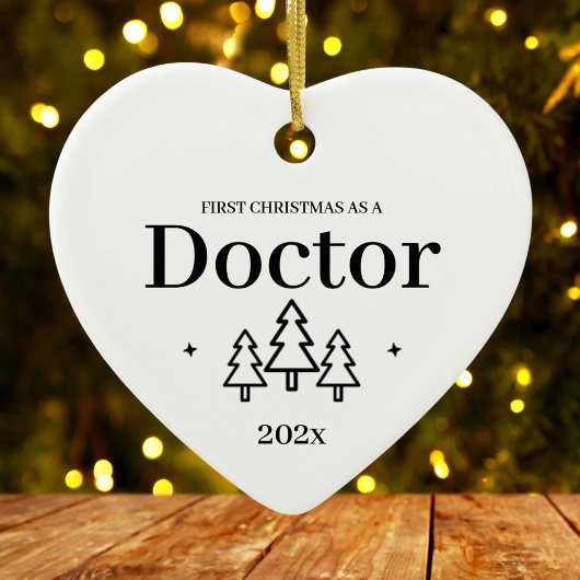 White Heart Doctor Eerste Kerstmis Ornament