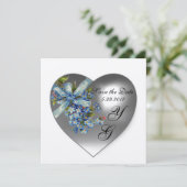 WHITE HEART FORGET ME NIET MONOGRAM Champagne Kaart (Staand voorkant)