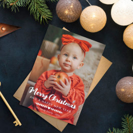 White Heart Greenery Photo Merry Kerstmis Feestdagenkaart