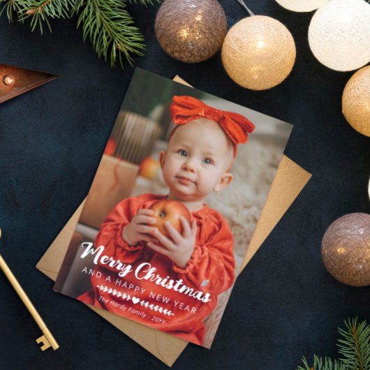 White Heart Greenery Photo Merry Kerstmis Feestdagenkaart