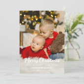 White Heart Greenery Photo Merry Kerstmis Feestdagenkaart (Staand voorkant)