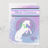 White Heart Horses V Holiday (Roze/Lav Swirl) Feestdagenkaart (Voorkant / Achterkant)