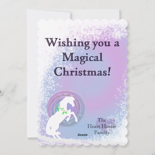 White Heart Horses V Holiday (Roze/Lav Swirl) Feestdagenkaart (Achterkant)