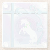 White Heart Horses V Holiday (Roze/Lav Swirl/Wind) Glazen Onderzetter (Achterkant)