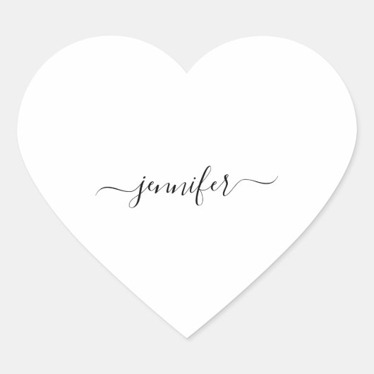 White Heart Minimalism Name Bridal Small Business Hart Sticker (Voorkant)