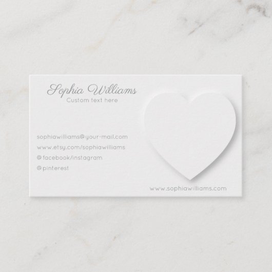 white heart minimalist neutraal visitekaartje (Voorkant)