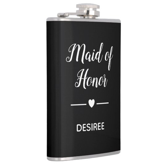 White Heart On Black Maid Of Honor beroemd gemaakt Heupfles (Rechts)