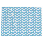 White Heart Pattern on Light Blue Large Gift Bag Groot Cadeauzakje (Achterkant)