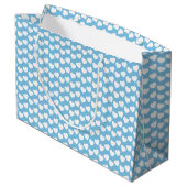 White Heart Pattern on Light Blue Large Gift Bag Groot Cadeauzakje (Achterkant Gekanteld)