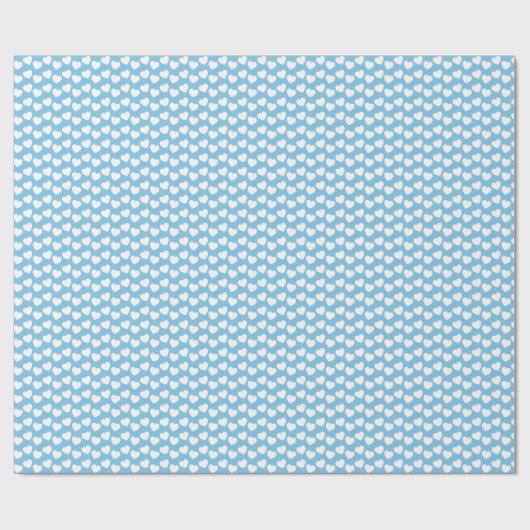 White Heart Pattern on Light Blue Wrapping Paper Cadeaupapier (Vlak)