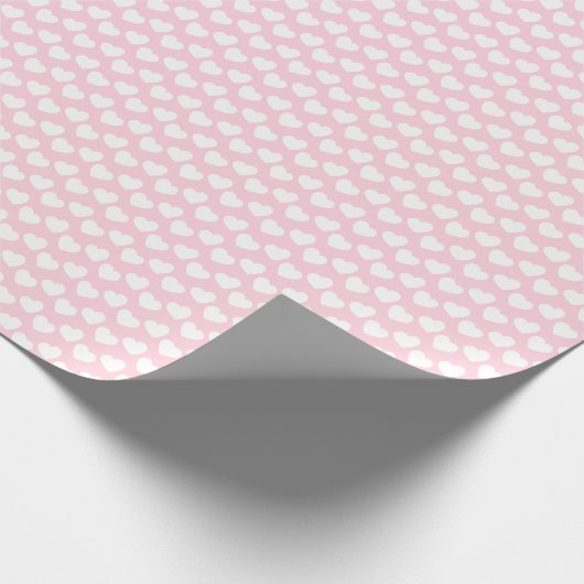White Heart Pattern on Light Roze Wrapping Paper Cadeaupapier (Hoek)