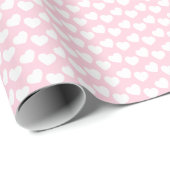 White Heart Pattern on Light Roze Wrapping Paper Cadeaupapier (Rol Hoek)