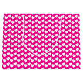 White Heart Pattern on Pink Large Gift Bag Groot Cadeauzakje (Voorkant)