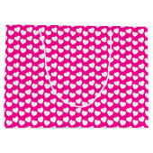 White Heart Pattern on Pink Large Gift Bag Groot Cadeauzakje (Achterkant)
