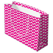 White Heart Pattern on Pink Large Gift Bag Groot Cadeauzakje (Achterkant Gekanteld)