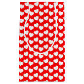 White Heart Pattern on Red Small Gift Bag Klein Cadeauzakje (Voorkant)
