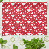 White Heart Pattern on Red Theedoek (Gevouwen)