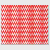 White Heart Pattern on Red Wrapping Paper Cadeaupapier (Vlak)